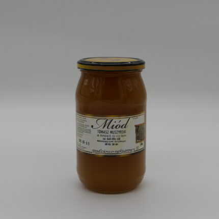 Obrazek przedstawia słoik o wadze 1,1kg w kolorze karmelu na białym tle.